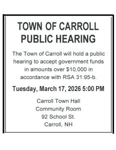Public Hearing & Meeting of the Select Board @ Carroll Town Hall, Community Room